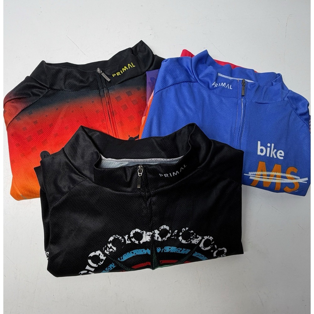 Primal 2XL Bike New York  With Pockets Lot Of 3 MS Fundraiser Cycling Shirts